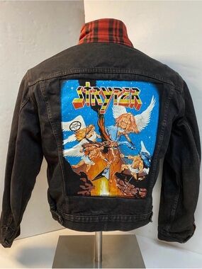 Levi's Black Denim Jacket with Blue & Orange Stryper Back Patch